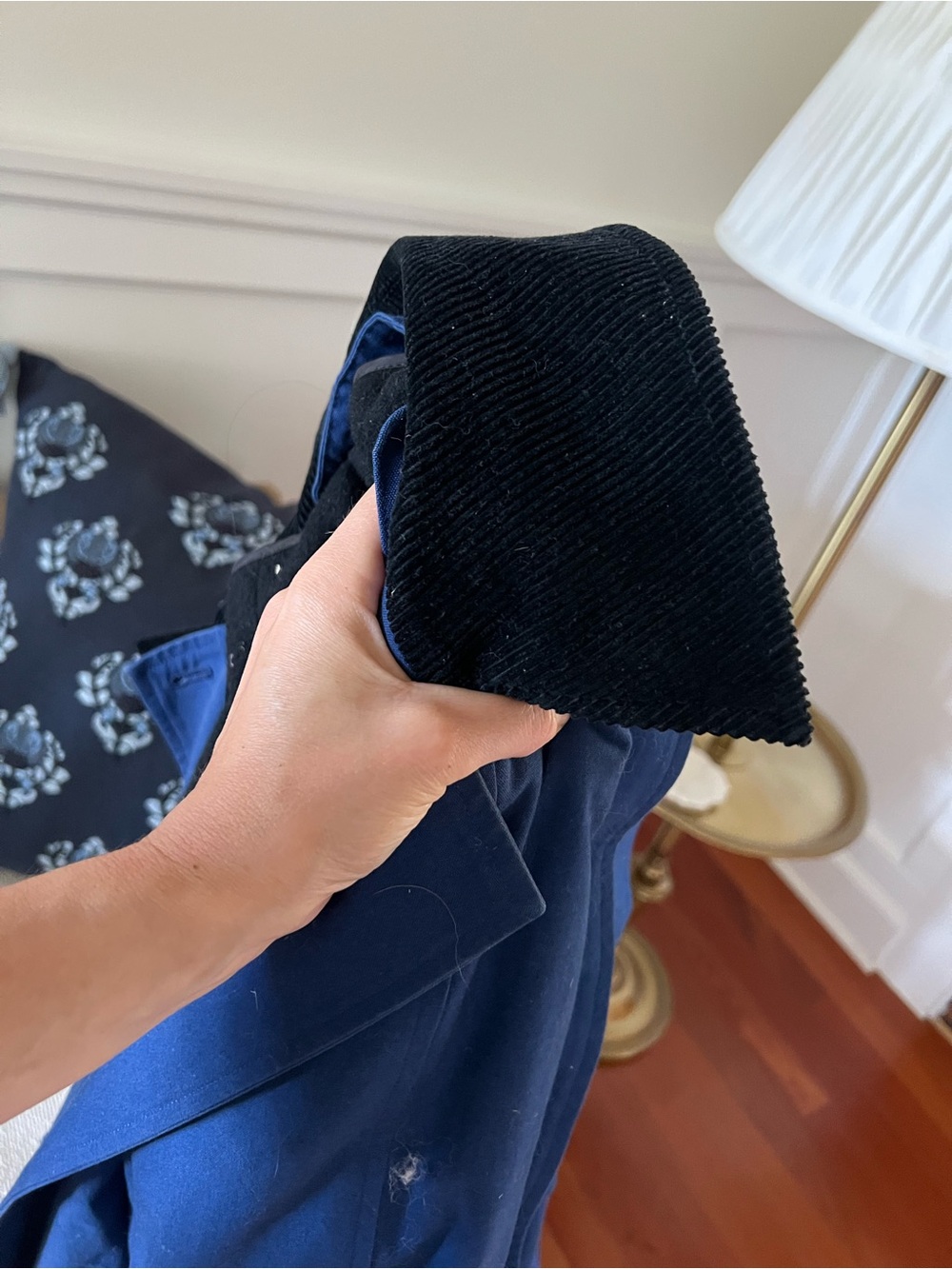 Vintage trench coat corduroy cobalt blue small  SANYO